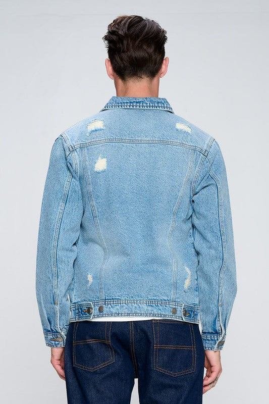 Distress Denim Jacket DTG - Sample Back  Print Only