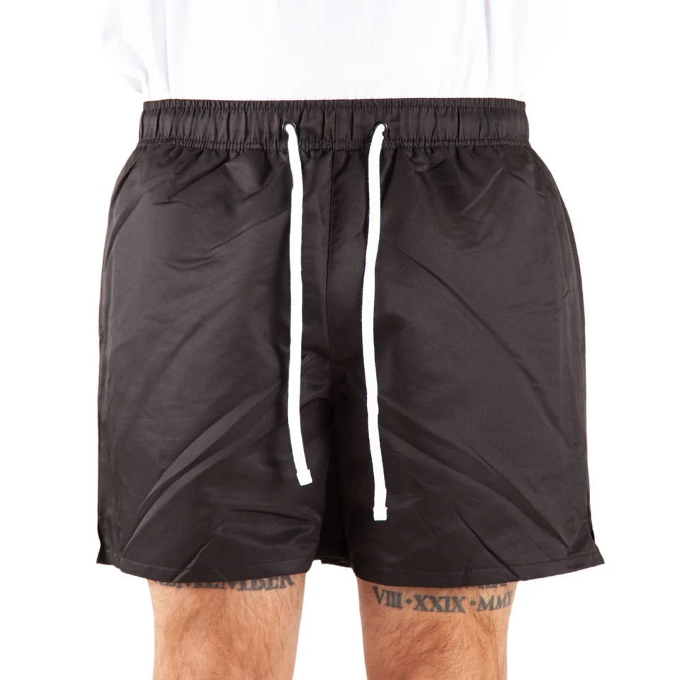 【wake.sapporo × ES.1 】Nylon Shorts/BLACK Nylon Running Shorts -Shakawear – Embroidery Plug
