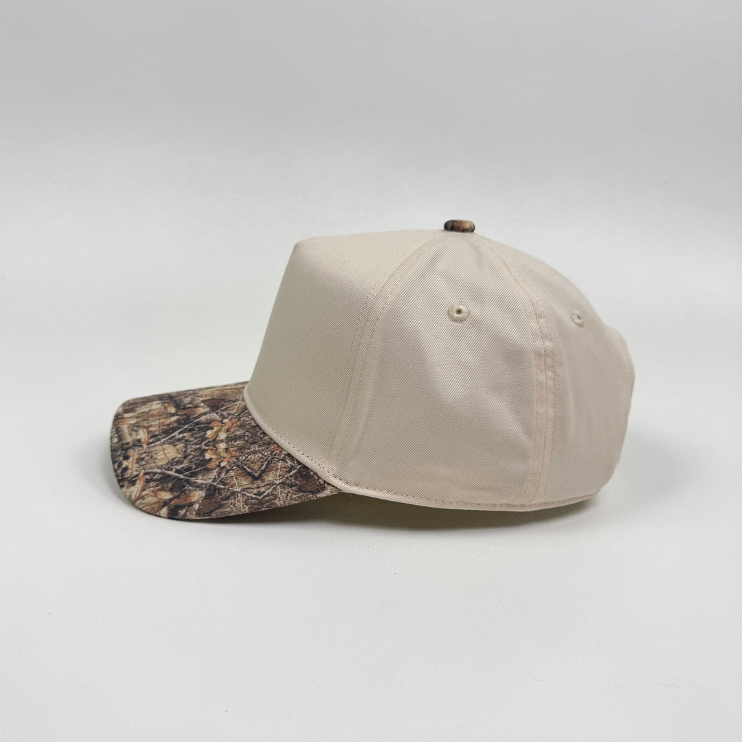Natural/Camo - 5 Panel Snapback