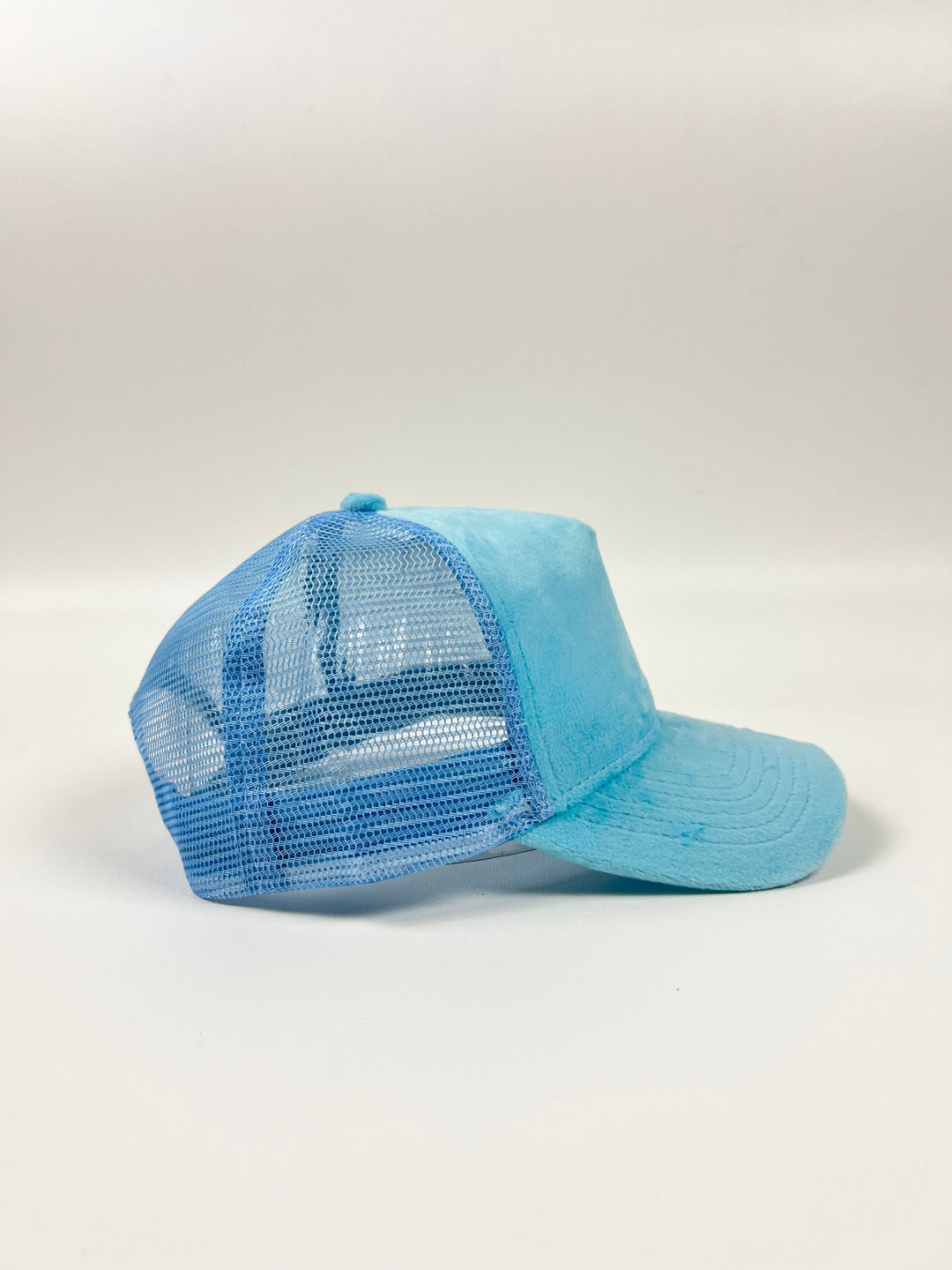 Baby Blue Velvet Trucker Hats
