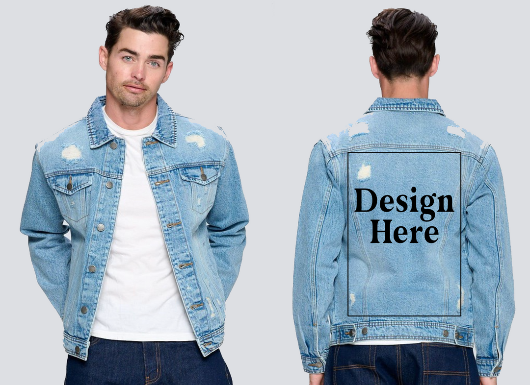 Distress Denim Jacket DTG - Sample Back  Print Only