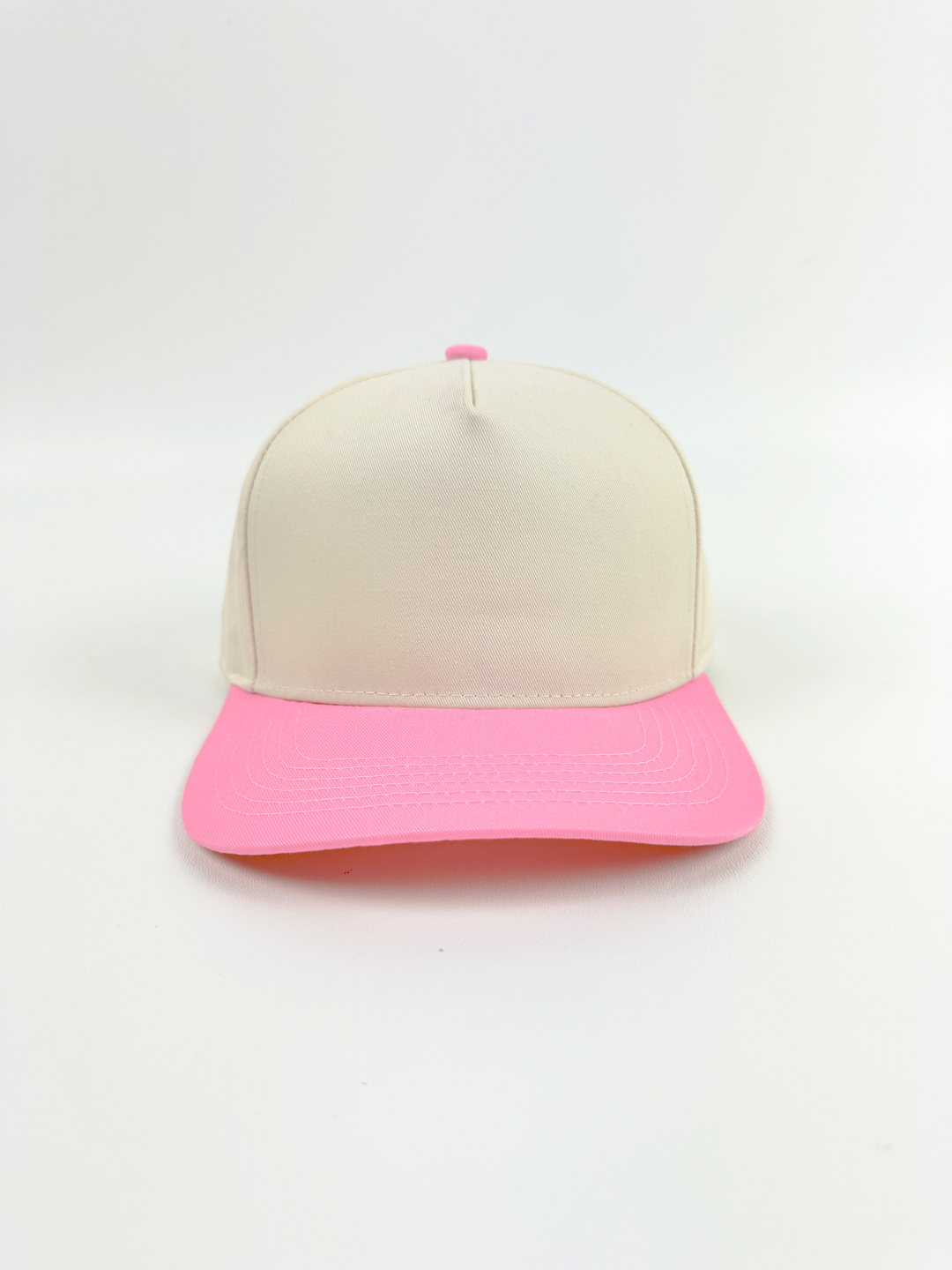 Cream/Pink - 5 Panel 2 Tone Mid Profile Snapback - EP