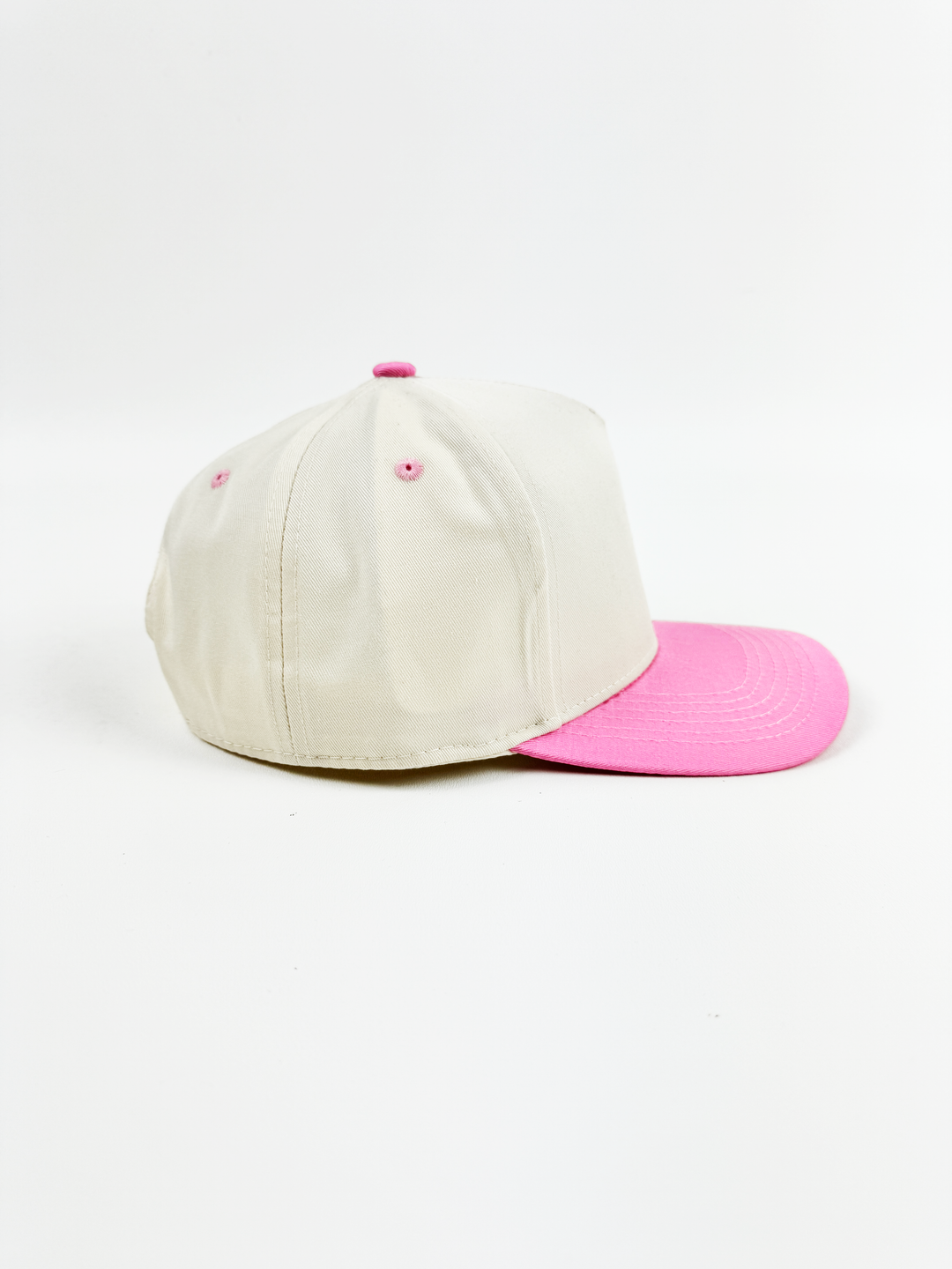 Cream/Pink - 5 Panel 2 Tone Mid Profile Snapback - EP