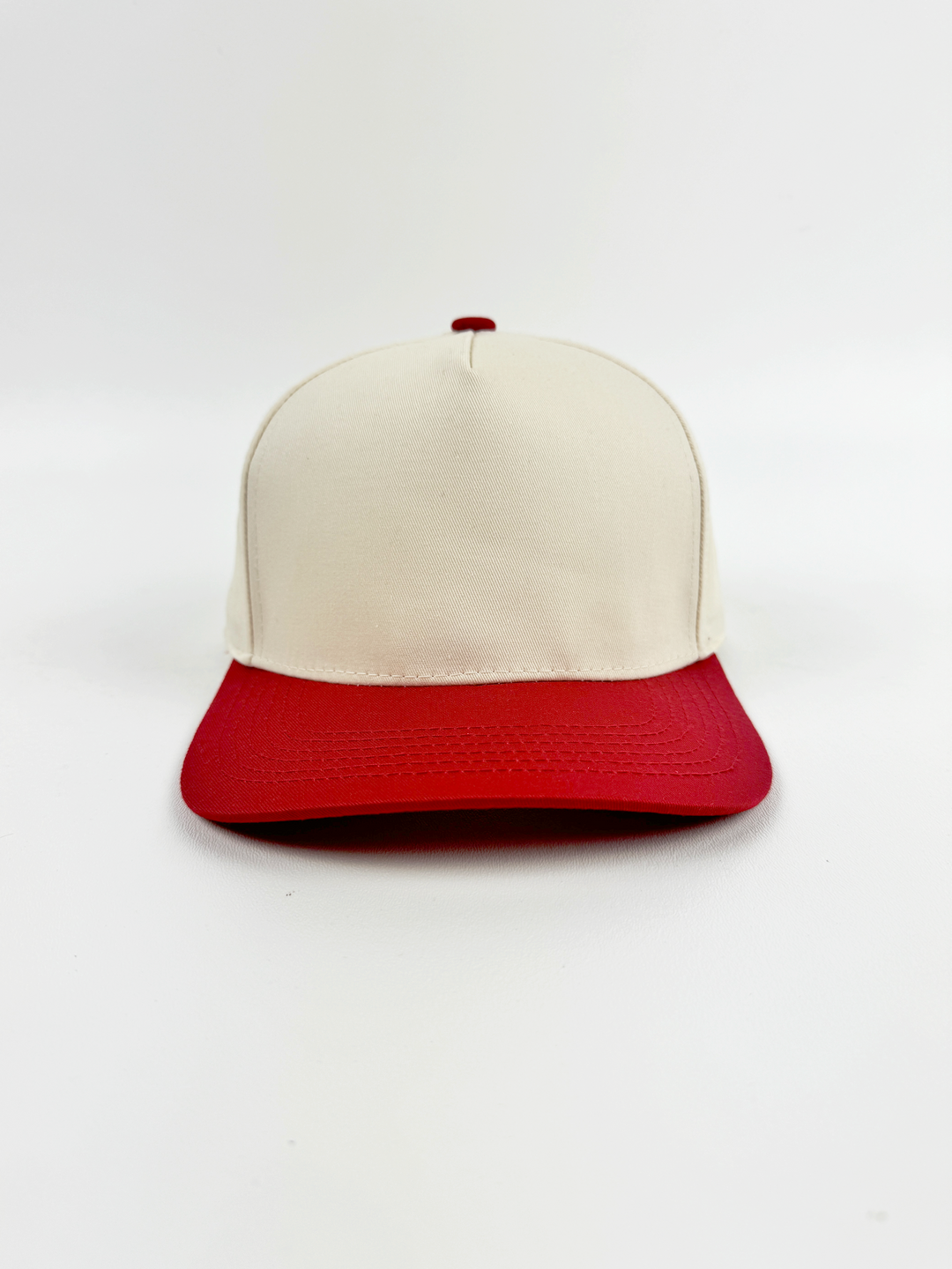 Cream/Red - 5 Panel 2 Tone Mid Profile Snapback - EP