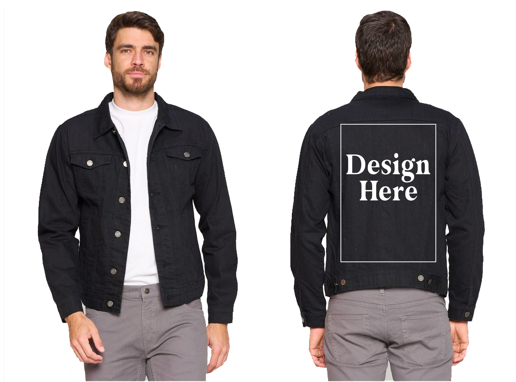 Back Sample Black Denim Jacket DTG - Sample Back Print Only – Embroidery Plug