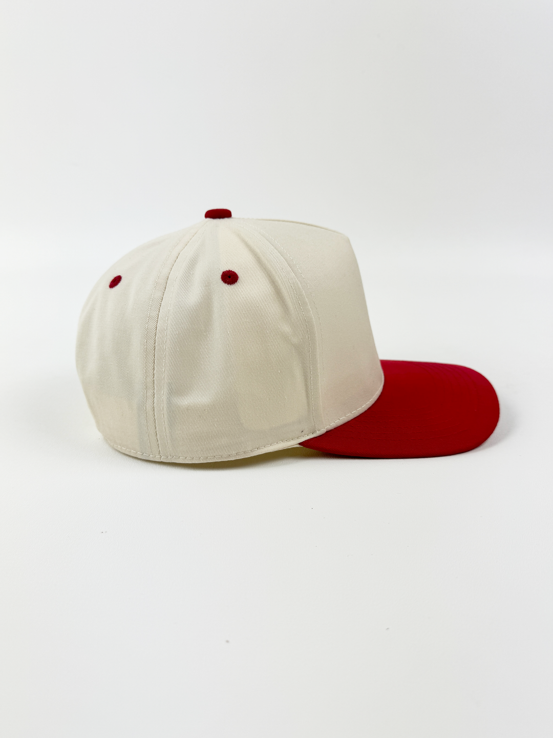 Cream/Red - 5 Panel 2 Tone Mid Profile Snapback - EP