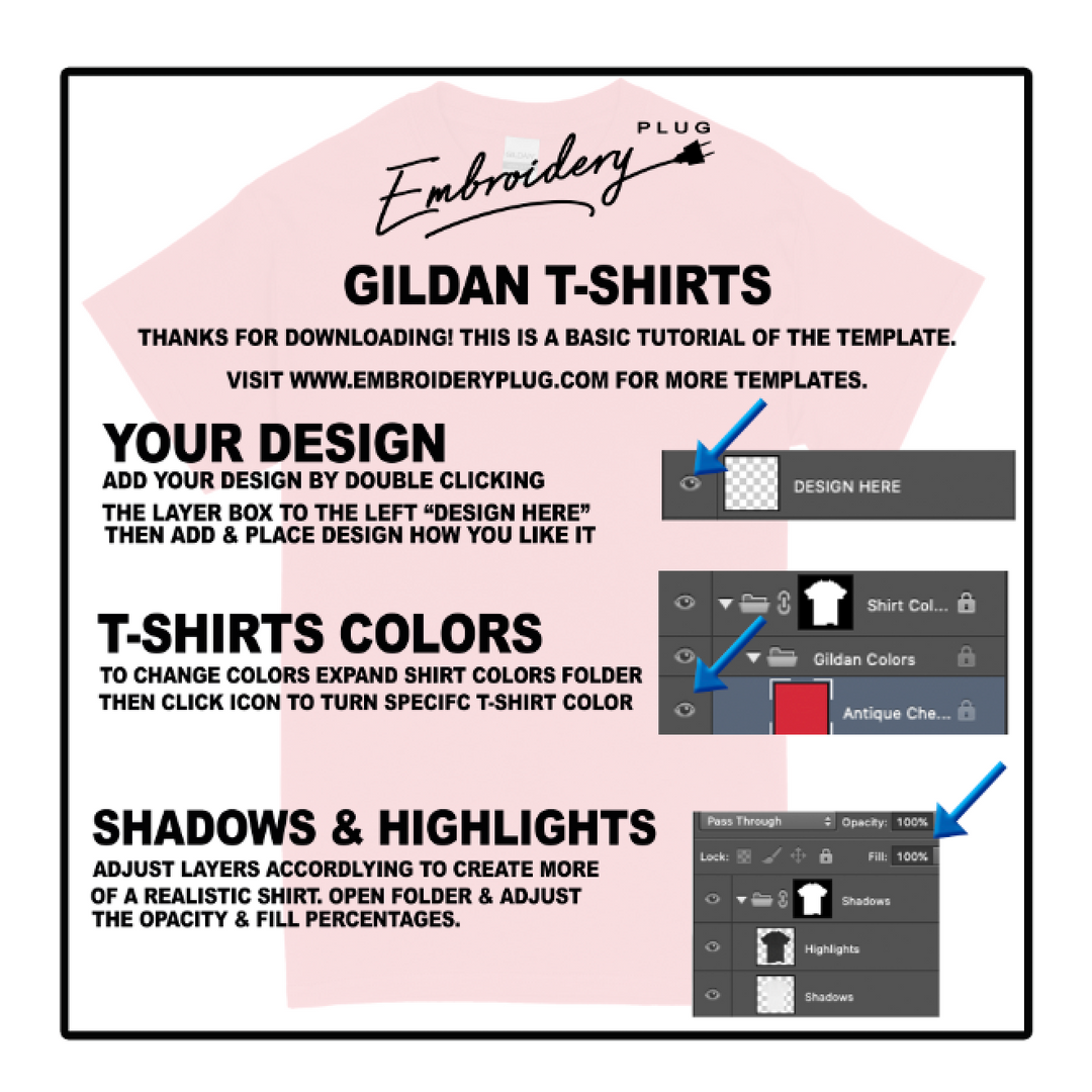 (DIGITAL) GILDAN Front & Back Template- T-Shirts (All Colors)